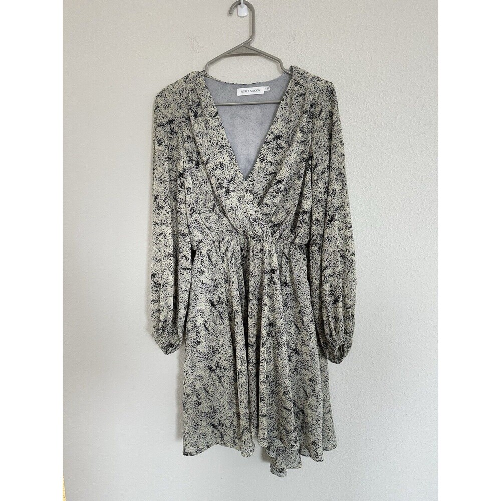 Floret Studios Balloon Sleeve Floral Knee Length V Neck Dress SZ XS Cottagecore